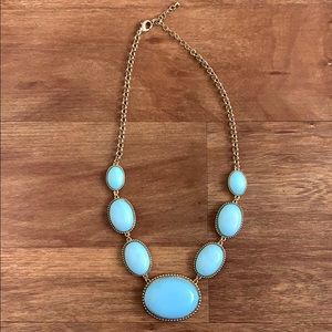 Gold and Light Blue Oval Statement Necklace
